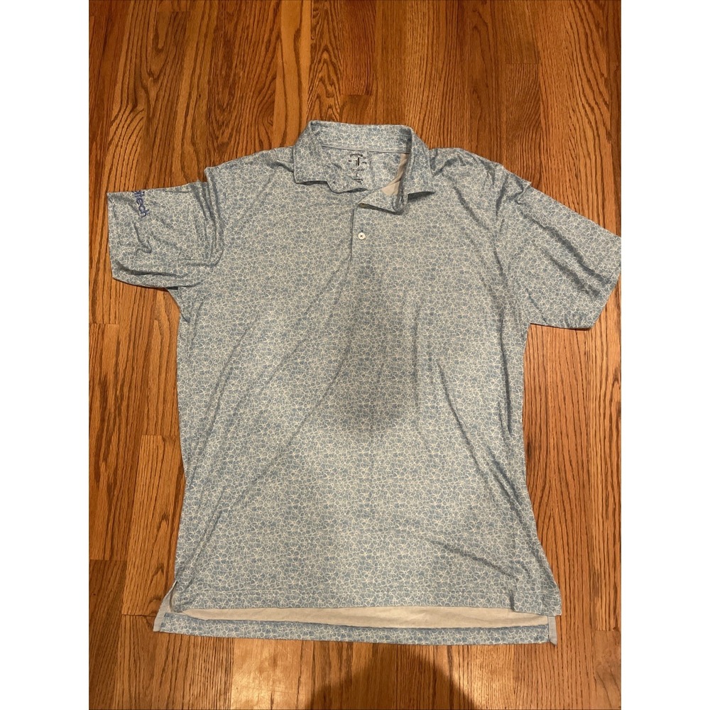 Johnnie-O Men's Top Shelf Polo Lyocell Blend Blue Floral AOP Pattern Large - Picture 2 of 9